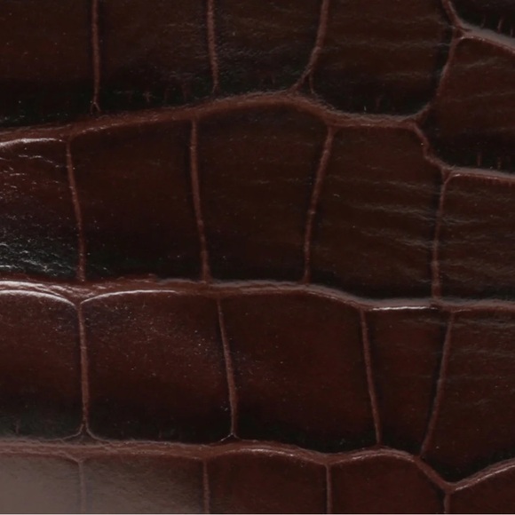 Never worn! Size 6.5 Dark Brown Croc-Embossed Block Heeled Boots - Picture 5 of 7